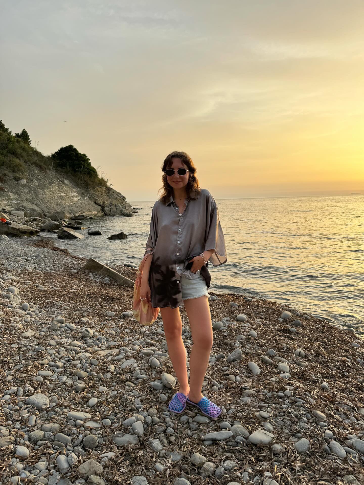 UNISEX silk shirt with short sleeves SUNSET