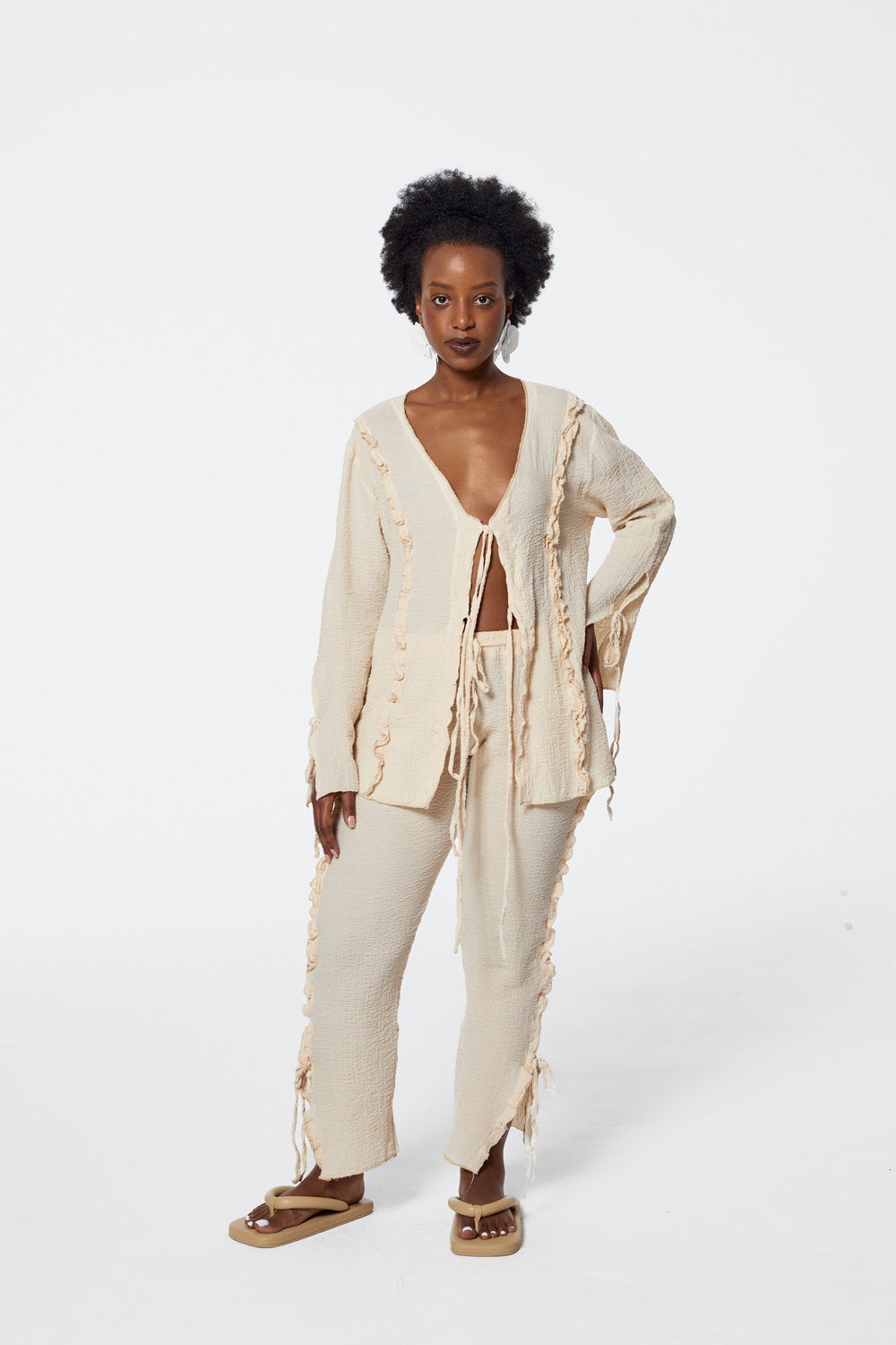 LAGUNA crimped knitted blouse